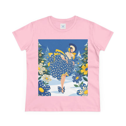 ❄️💙 The Bluebell Christmas Promenade Cotton Tee – Art Deco Holiday Elegance