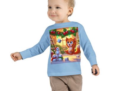 Naughty or Nice Kitten Christmas Toddler Long Sleeve Tee