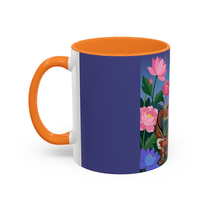 The Lady And The Garden Dragon Colorful Mugs – Art Deco Mythical Botanical Elegance