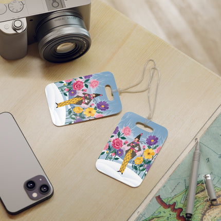 🐇🌸 The Lady With The White Rabbit Luggage Tag – Art Deco Floral Whimsy