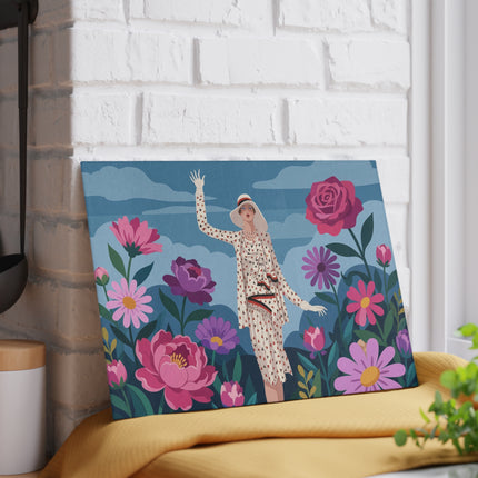 🌹☁️ The Lady Of The Rose Garden Glass Cutting Board – Art Deco Floral Fashion Elegance