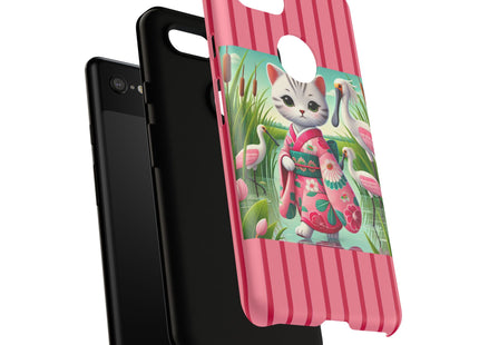 Geisha Kitten Strolls Among the Spoonbills Phone Cases