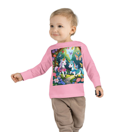Baby Unicorns and Fluttering Butterflies Toddler Long Sleeve Tee