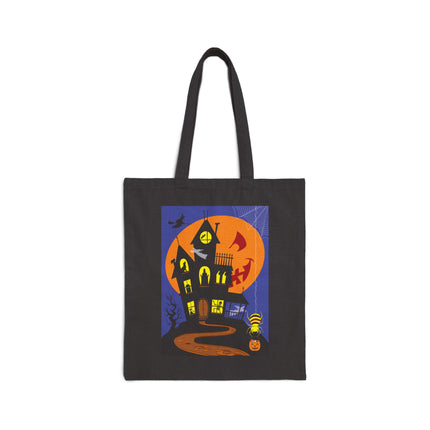 Halloween Night at the Haunted House Cotton Canvas Tote Bag
