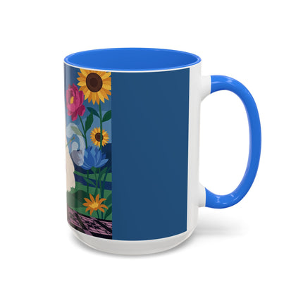 The Lady Of The Golden Parasol Colorful Mugs – Art Deco Botanical Elegance