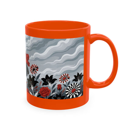 ☂️🌹 The Lady In The Windy Rose Garden Ceramic Mug – Art Deco Fashion Whimsy