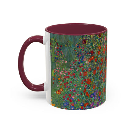 Farm Garden with Sunflowers by Gustav Klimt Colorful Mugs (11oz, 15oz)