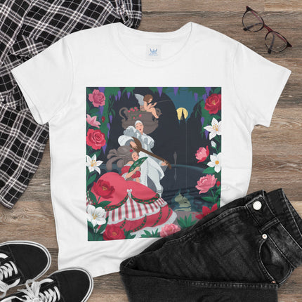🌹🎶 The Midnight Garden Serenade Cotton Tee – Art Deco Romantic Fantasy