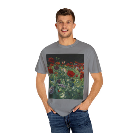 Poppies (A Study of Poppies for Carnation, Lily, Lily, Rose) by John Singer Sargent Unisex Garment-Dyed T-shirt