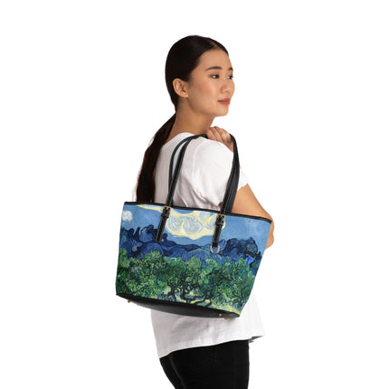 Olive Trees by Vincent Van Gogh PU Leather Shoulder Bag