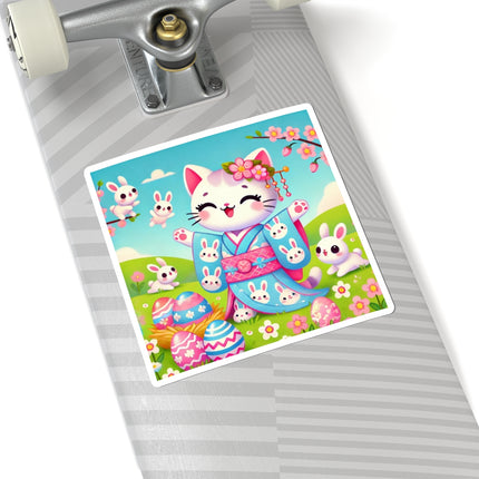 Springtime Kitten’s Easter Joy Kiss-Cut Stickers (4 Sizes)