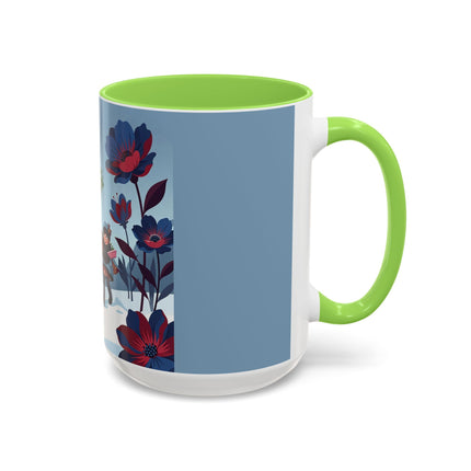 🎁🌺 The Christmas Gift Garden Stroll Colorful Mug – Art Deco Holiday Fantasy