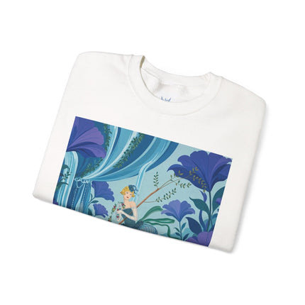 🪶🌺 The Pelican Garden Dance Crewneck Sweatshirt – Art Deco Botanical Whimsy