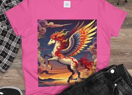 Flame-Winged Horse at Sunset Women's Midweight Cotton Tee