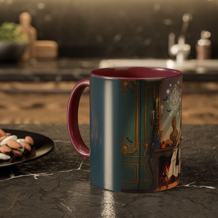 🕯️🎃 The Moonlit Manor Drawing Room Colorful Mug – Elegant Halloween Charm