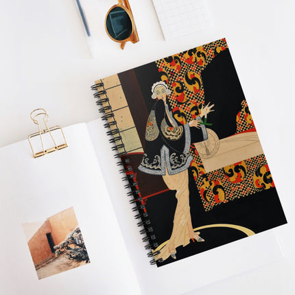 🖤✨ The Lady Of The Art Deco Salon Spiral Notebook – Art Deco Fashion Illustration