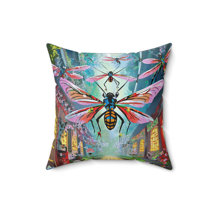 Neon Swarm Spun Polyester Square Pillow