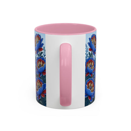 💙🌺 The Sapphire Blossom Garden Dancer Colorful Mug – Art Deco Fashion Fantasy