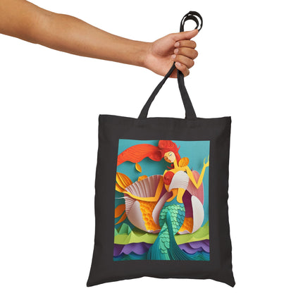 Charming Mermaid Cotton Canvas Tote Bag