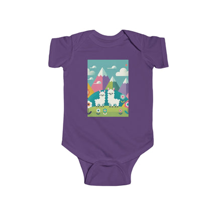 Alpine Alpaca Adventure Baby Bodysuit – Whimsical Andes Alpaca Mountain Design