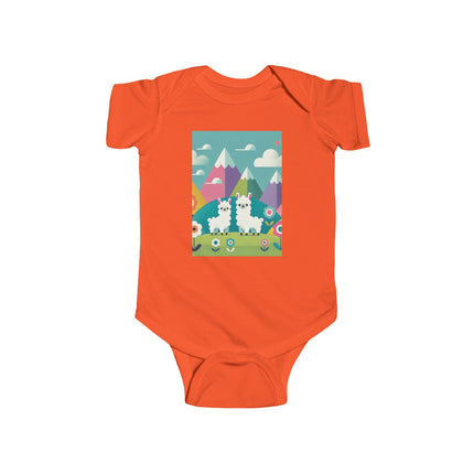 Alpine Alpaca Adventure Baby Bodysuit – Whimsical Andes Alpaca Mountain Design