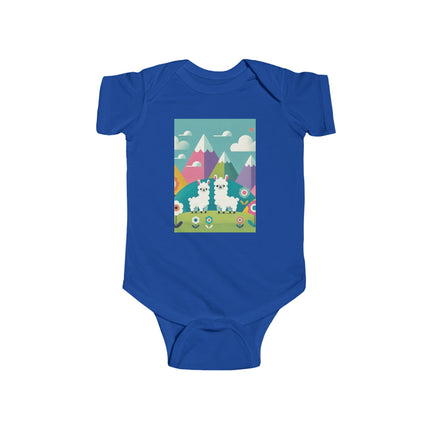 Alpine Alpaca Adventure Baby Bodysuit – Whimsical Andes Alpaca Mountain Design