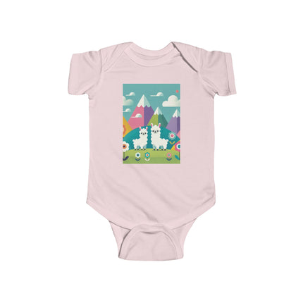 Alpine Alpaca Adventure Baby Bodysuit – Whimsical Andes Alpaca Mountain Design