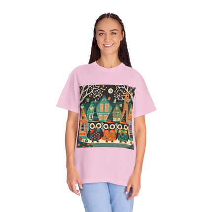 Night of the Trick-or-Treating Owlets Unisex Garment-Dyed T-shirt