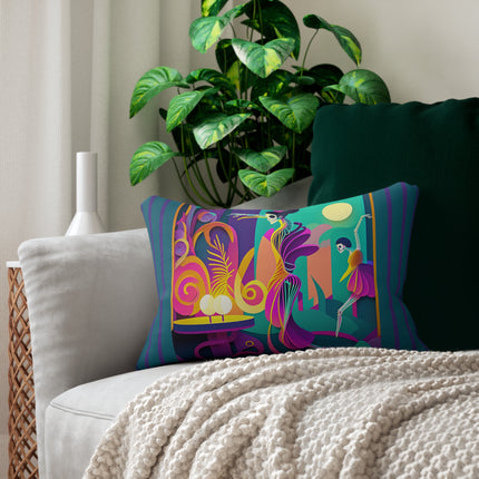 Dance of the Skeleton Ballerinas Spun Polyester Lumbar Pillow
