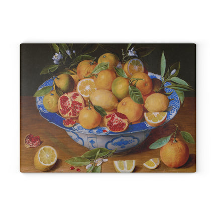 Still Life with Lemons, Oranges, and a Pomegranate Glass Cutting Board