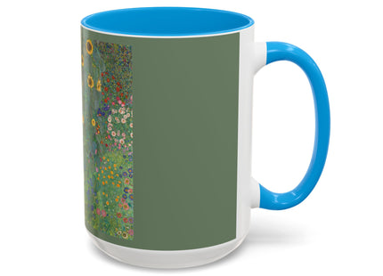 Farm Garden with Sunflowers by Gustav Klimt Colorful Mugs (11oz, 15oz)