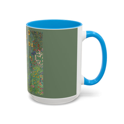 Farm Garden with Sunflowers by Gustav Klimt Colorful Mugs (11oz, 15oz)