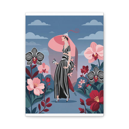 🌸🖤 The Striped Orchid Promenade Placemat – Art Deco Floral Fashion