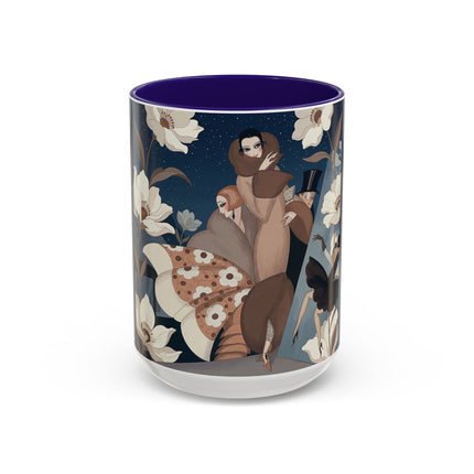 🌸✨ The Midnight Magnolia Masquerade Colorful Mug – Art Deco Nocturne