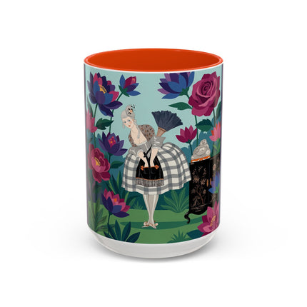 The Lady Of The Lotus Garden Colorful Mugs – Art Deco Botanical Elegance