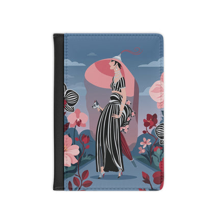 🌸🖤 The Striped Orchid Promenade Passport Cover – Art Deco Floral Fashion
