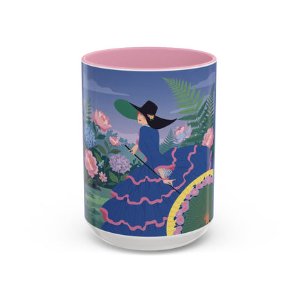The Lady Of The Garden Stroll Colorful Mugs – Art Deco Botanical Elegance