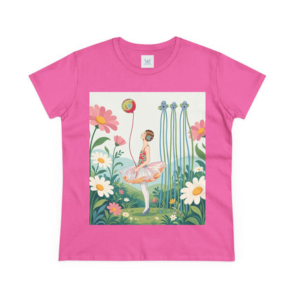 🌼🎈 The Garden Balloon Dancer Cotton Tee – Art Deco Floral Whimsy