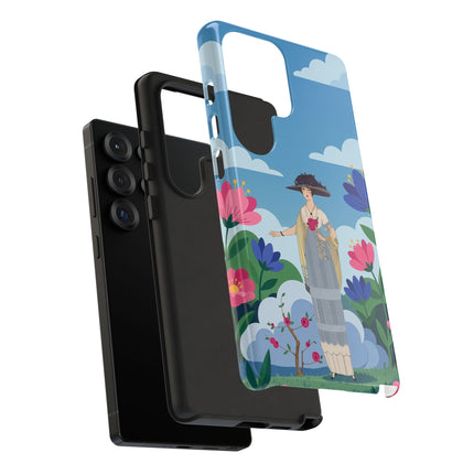 🌸🎩 The Lady Of The Grand Flower Garden Phone Case – Art Deco Fashion Illustration