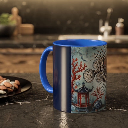 Lionfish & Lantern Colorful Mug – Mystical Ocean & Asian Harmony