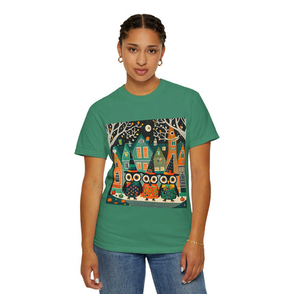 Night of the Trick-or-Treating Owlets Unisex Garment-Dyed T-shirt