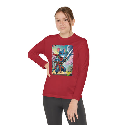 Cyber Samurai Rat Youth Long Sleeve Competitor Tee – Neon Warriors & Futuristic Adventure