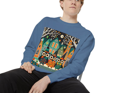 Night of the Trick-or-Treating Owlets Unisex Garment-Dyed Sweatshirt