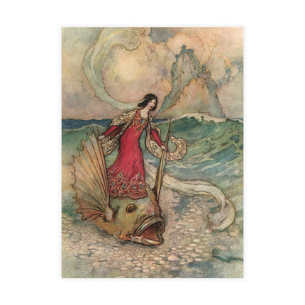 Rita Rides on the Dolphin by Warwick Goble Postcards (envelopes included) - Bundles of 10, 30, 50 Pieces