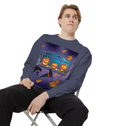Whimsical Halloween Mischief Unisex Garment-Dyed Sweatshirt