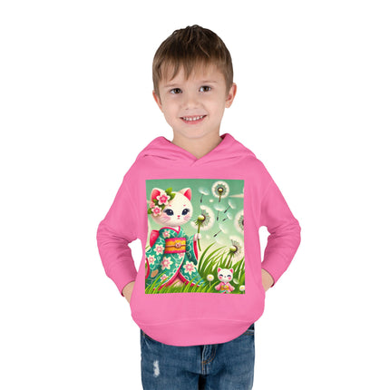 Geisha Kitten and the Dandelion Wish Toddler Pullover Fleece Hoodie