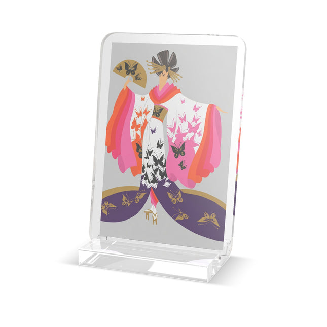 Butterfly Kimono Acrylic Plaque – Elegant Japanese Fantasy & Whimsical Grace