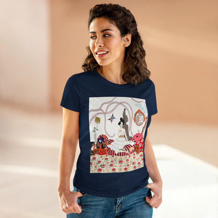 🌹🐕 The Rose Salon Companion Cotton Tee – Art Deco Fashion & Dog Elegance