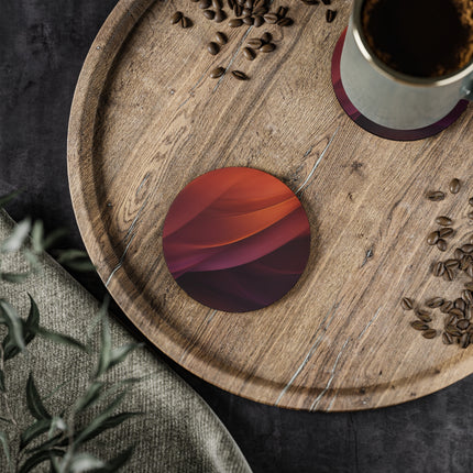 Wave Pattern with Intertwined Hues of Orange, Rose, Maroon, and Purple Coasters