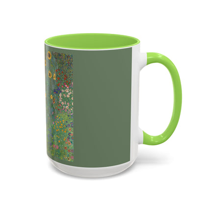 Farm Garden with Sunflowers by Gustav Klimt Colorful Mugs (11oz, 15oz)
